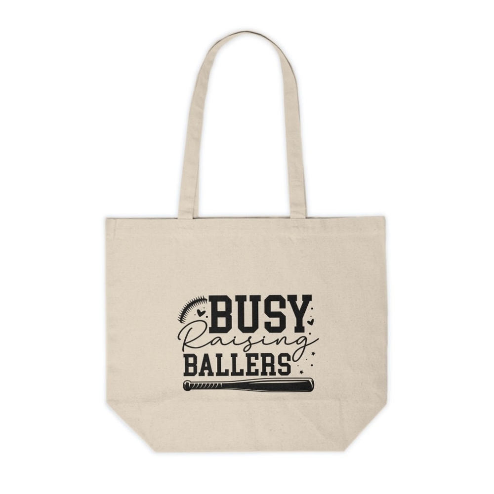 Busy Raising Ballers Custom Baseball Canvas Tote Bag